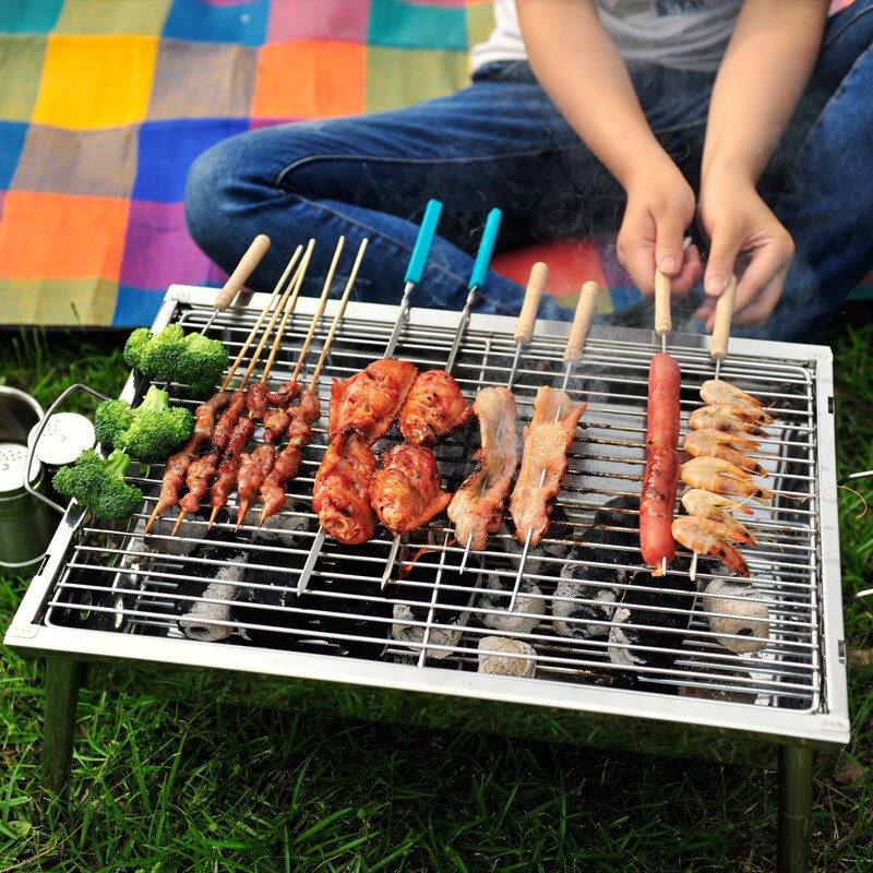 Tykk sammenleggbar grill utendørs kull ovn rustfritt stål grill grill bbq røykgrill bbq grill mini grill kebab