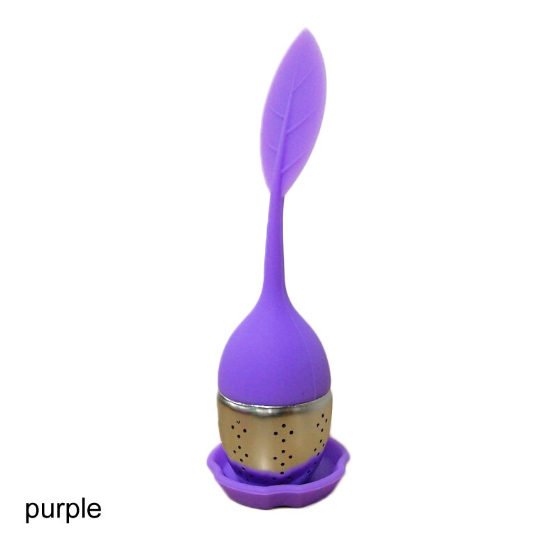 Sachet à thé en forme de feuille 1 pièces | Dispositif de brassage, filtre à épices végétales, Silicone Durable, accessoires pour thé: VIOLET
