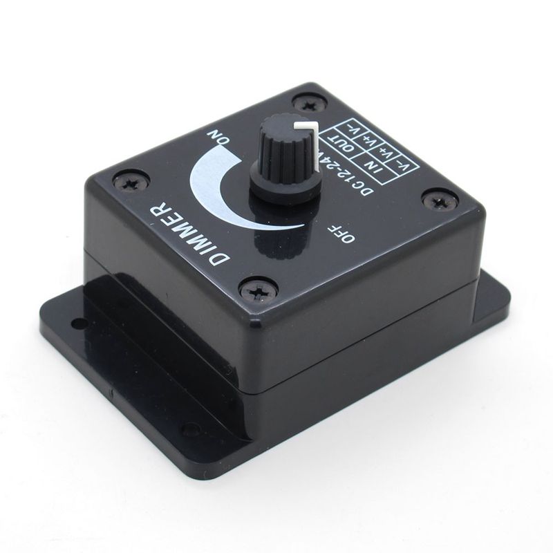 Svart ledd dimmer bryter  dc 12v 24v 8a justerbar lysstyrke lampe lyspære strip driver enfarget lys strømforsyning kontroller