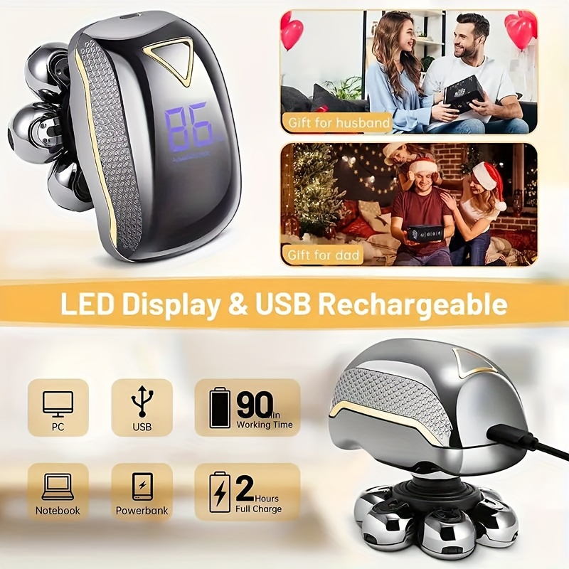 7 rasoi rasoio elettrico impermeabile da uomo barba rasoio elettrico macchina da barba calva ricaricabile.