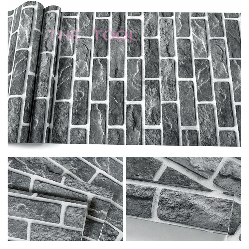Papel tapiz de de ladrillo rojo y gris para paredes, rollo de papel tapiz 3D para sala de estar, dormitorio, piedra, papeles tapiz decoración del hogar