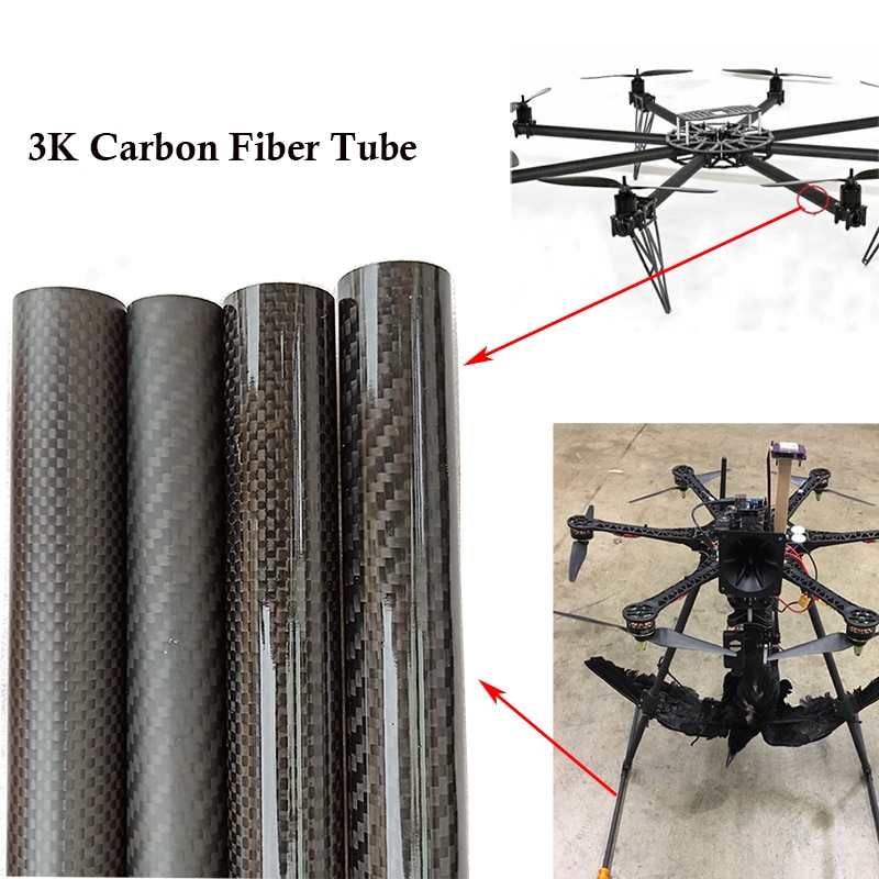 1 pz lunghezza 500 mm tubo in fibra di carbonio materiale composito ad alta durezza 3K Twill opaco per aeromobili per la protezione delle piante