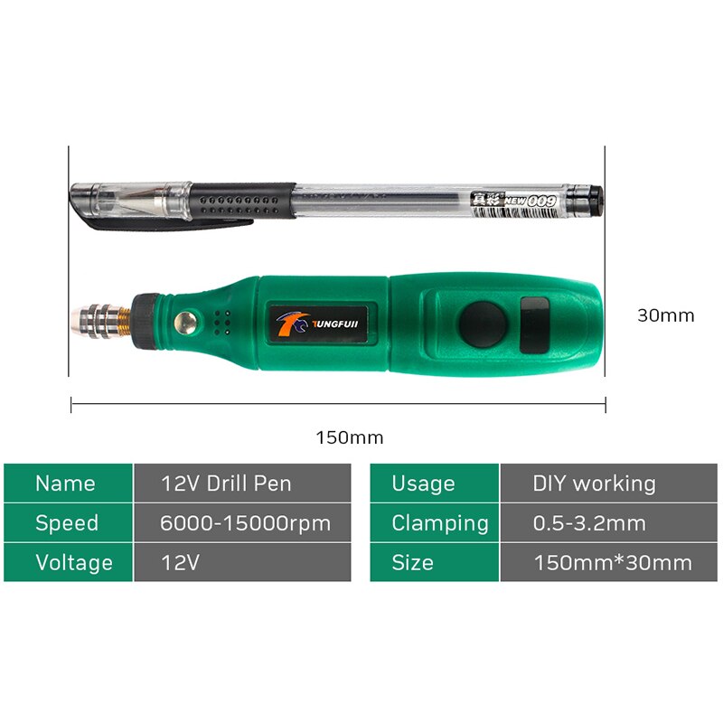 12V rectifieuse Mini vitesse Variable outils rotatifs Kit perceuse graveur stylo pour fraisage polissage