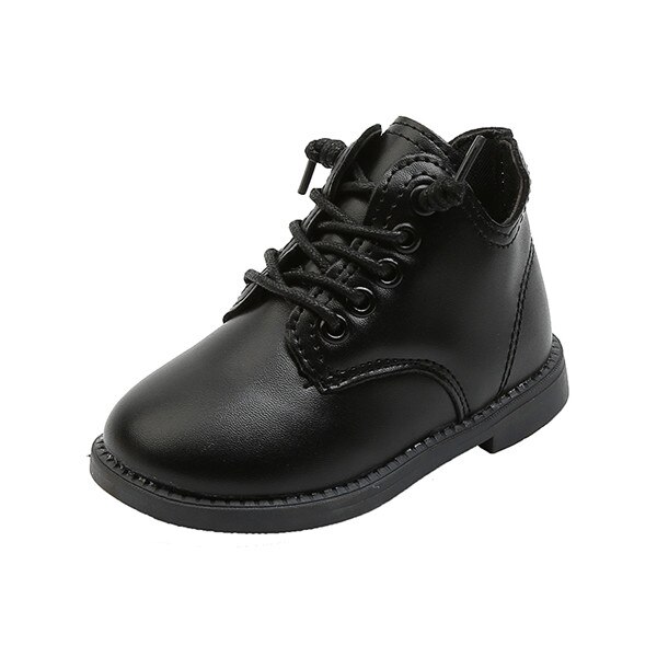 automne enfants chaussures en cuir souple enfant en bas âge enfants Martin bottes imperméable à l'eau confortable filles bottes: black / 30(insole18 cm)