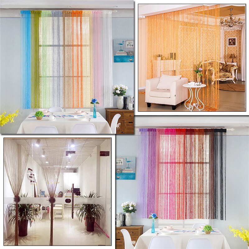1x2M String Curtain Panels Home Glitter Window Curtains Thread Curtain Tassel Bead Curtain Door Sheer Panel Curtains Bedroom