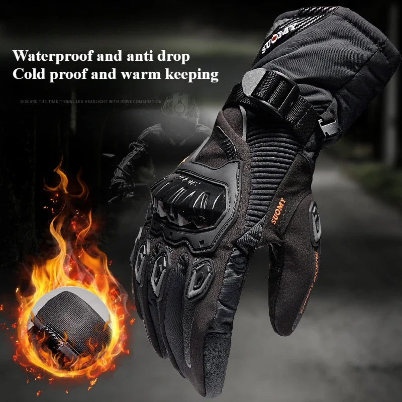 Gants de moto d'hiver imperméables et chauds adaptés à toutes les saisons, pour motos, gants pour hommes et tout-terrain