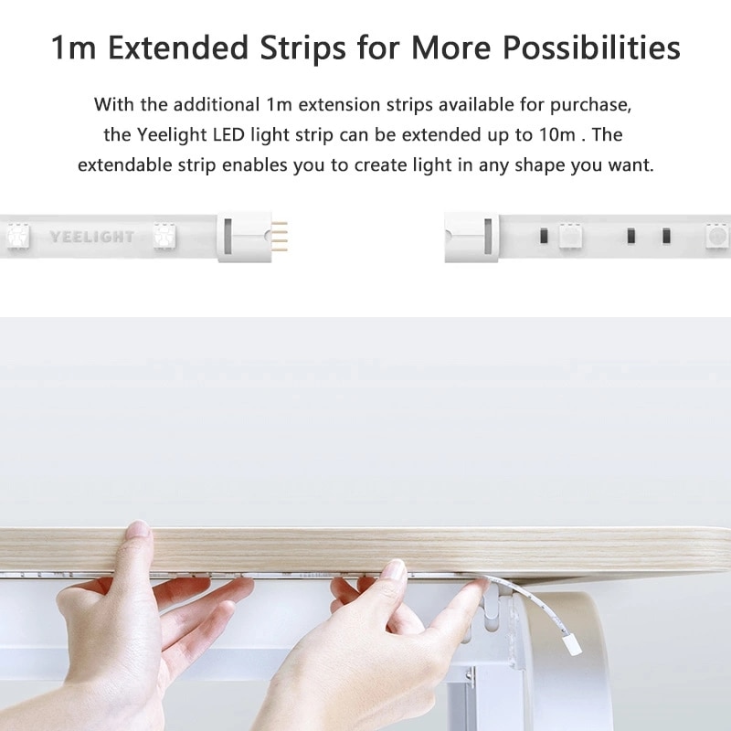 Xiaomi Yeelight Smart Light Strip 1m Extendable LED RGB Color Strip Lights Work with Alexa Google Assistant Mi Home Automation