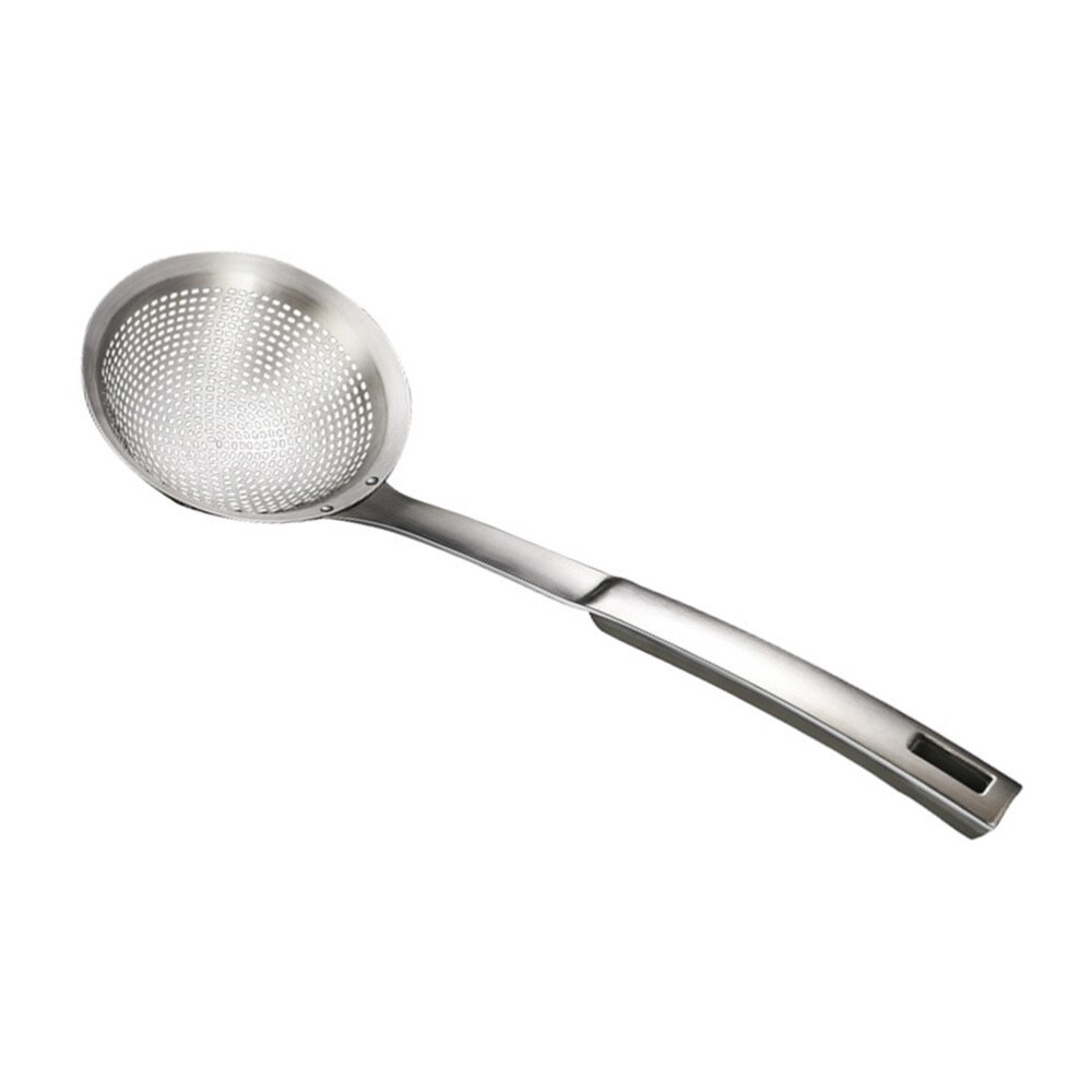 Rustfrit stål dørslag scoop gryde hulske mad serveringsske til nudler dumplings (lille størrelse): Som vist