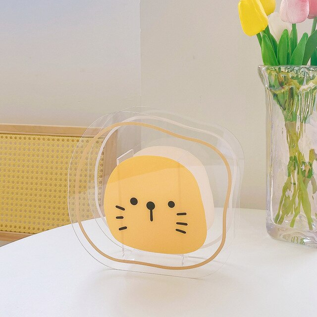 Kawaii Acrylic Pen Holder Desktop Organizer Cute Bear Flower Office Stationery Cosmetics Transparent Storage Box: 2