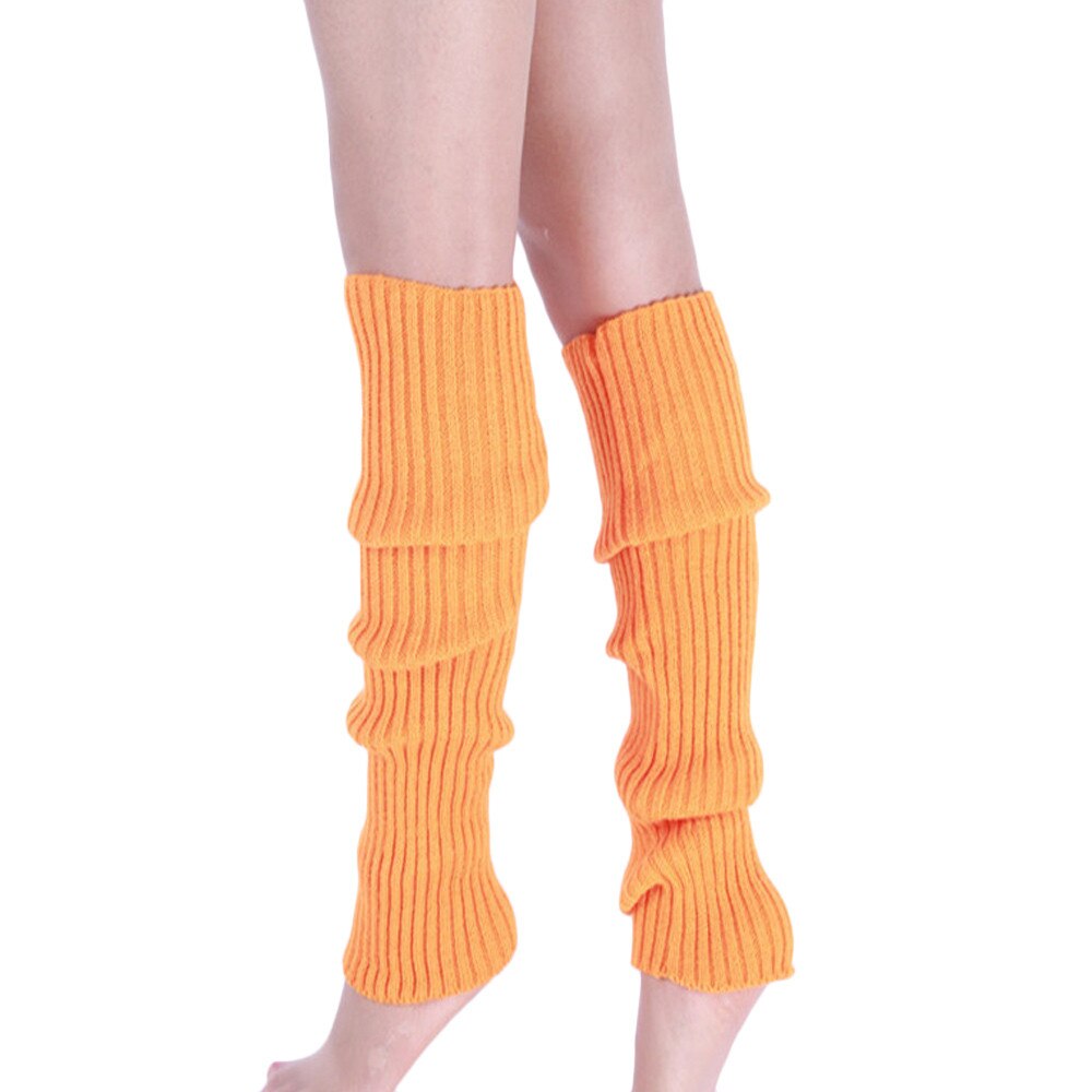 100% nueva y alta botas de esposas más de punto medias mantener el calentamiento pierna calentadores de rodilla alta de invierno de punto de arranque: Orange 