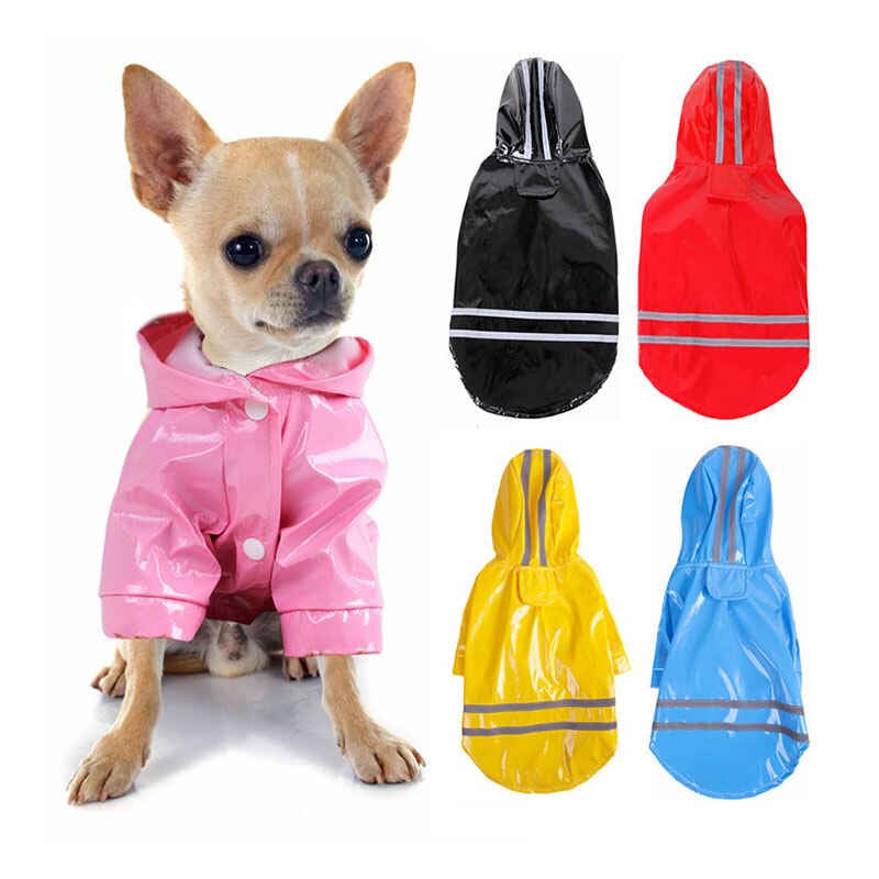 pet rain gear pu reflective lovely raincoat with suitable for labrador samoyed pug cats and dogs universal