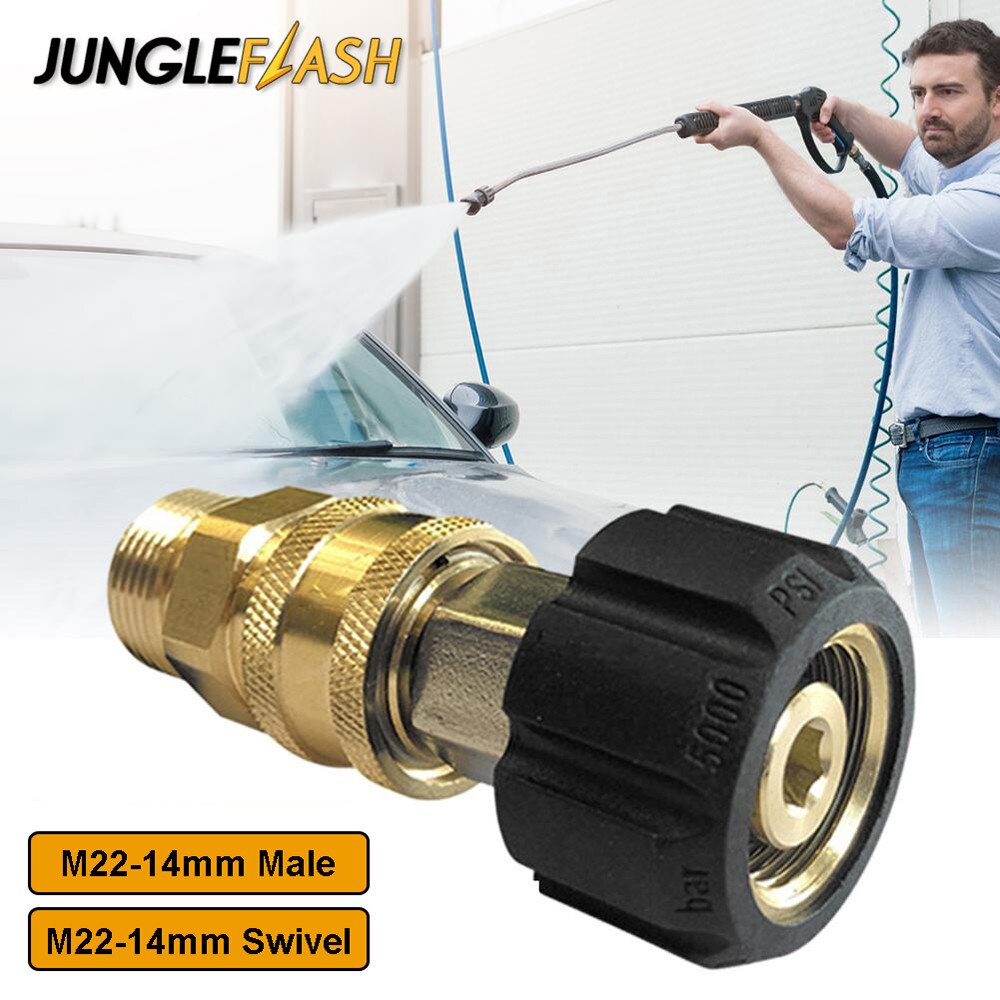 Car Accessories Copper 1/4 Inch High Pressure Cleaner Quick Connector Car Wash Adapter Water Gun Hydraulic Couplers Coupling M22