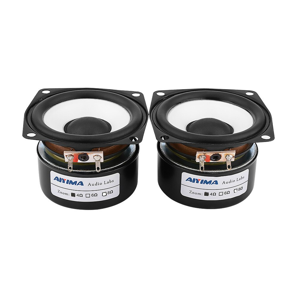 Aiyima 2 stk 2.5 tommer full range højttalere kolonne hifi 4 8 ohm 15w lydforstærker højttaler driver hjemmebiograf loudspeake diyr: 4 ohm højttaler