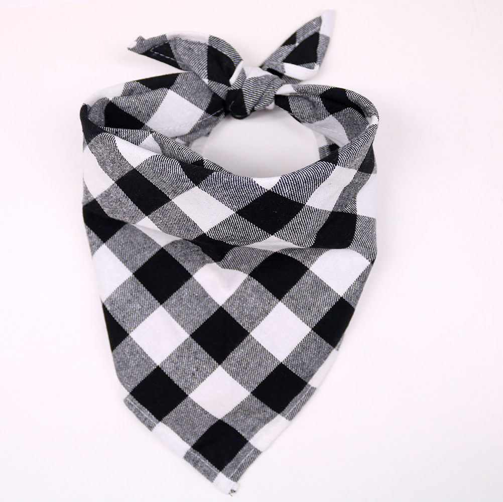 Clássico vermelho preto xadrez cão de estimação bandana gato filhote de cachorro lenço acessórios para cães de estimação lenço cachecol cão saliva toalha: S / Branco