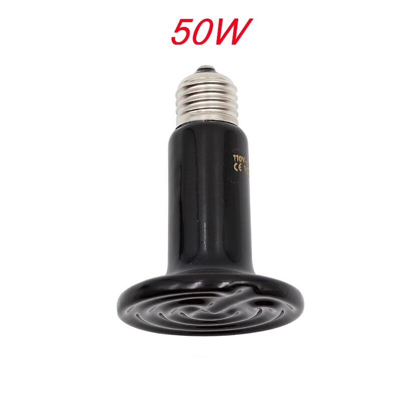 Kæledyrsvarmelampe keramisk emitter varmepære 25w/50w/75w/100w/150w/200w mini infrarød varmelampe til krybdyrslangeskildpadder: 50w