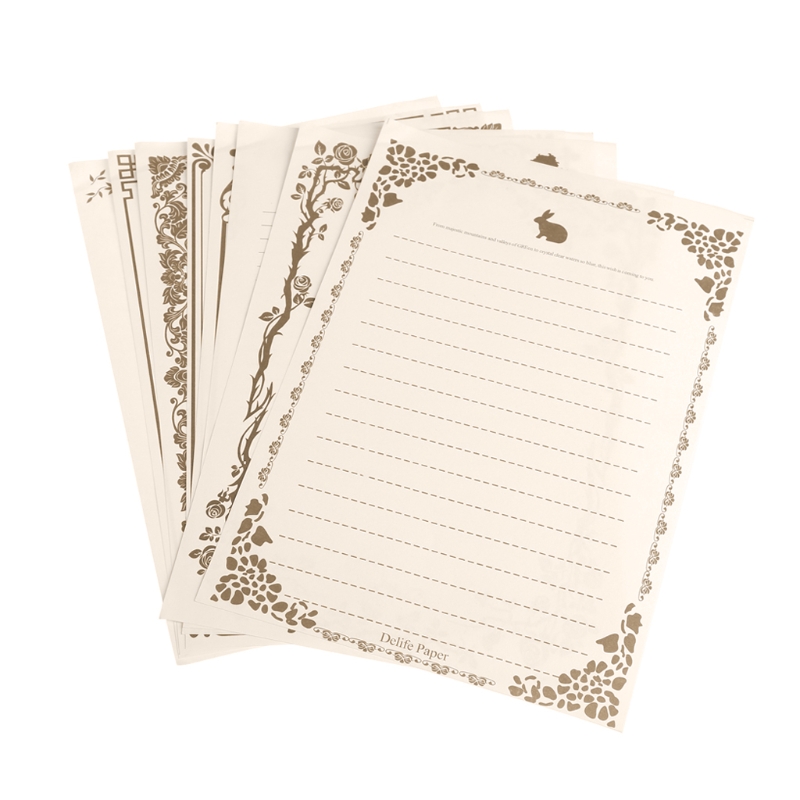 8 Sheets Vintage Retro Writing Stationery Paper Pad Note Letter Set: Beige