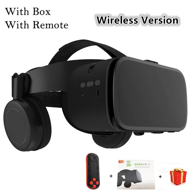 BOBO VR Z6 Wireless Bluetooth 3D Glasses Virtual Reality for Smartphone Immersive Stereo VR Headset Cardboard For iPhone Android: With black 051