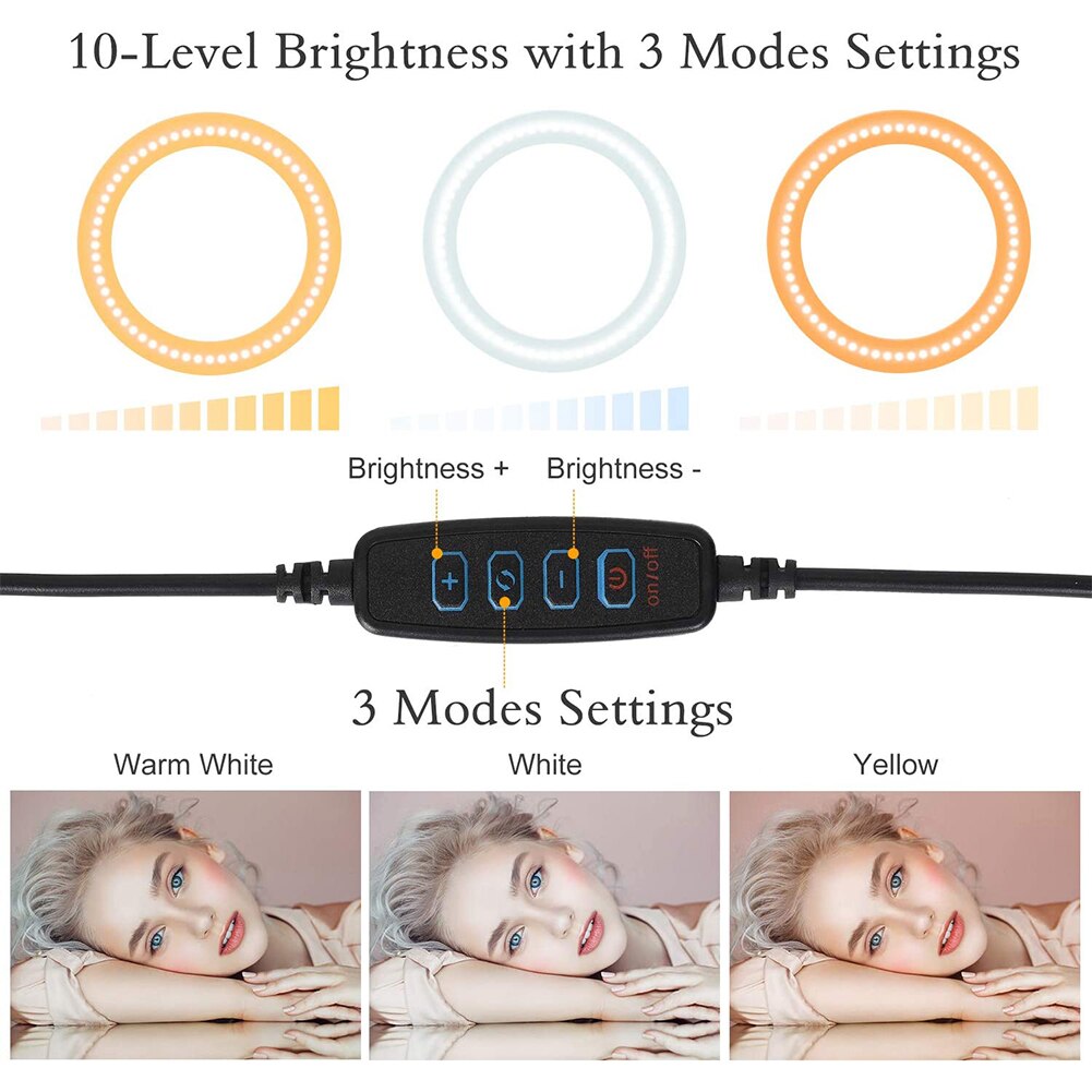 10 "LED Selfie Ring Licht mit Telefon Halfter Schreibtisch Stativ Versenkbare Einbeinstativ für Dimmbare Kamera Telefon Video Foto