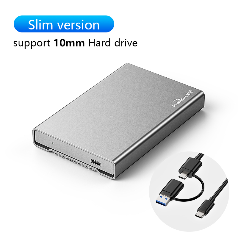 Blueendless Aluminum Case HDD Enclosure 2.5 External inch SATA hard drive enclosure Usb 3.1 Type C Hdd Enclosure for Laptop: Silver