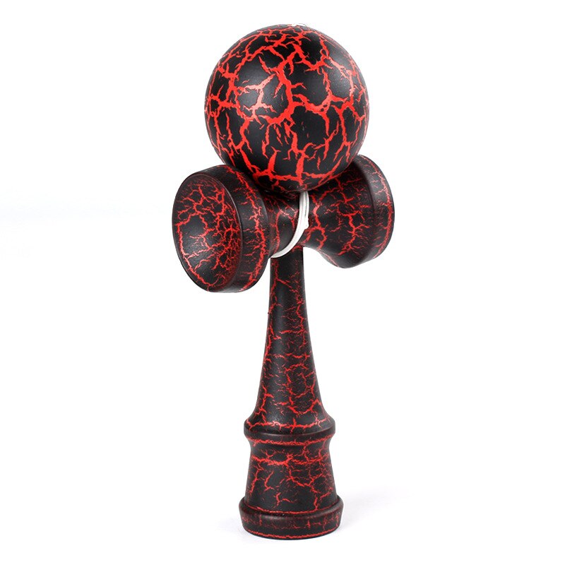 Bolas de madera para deportes al aire libre, colorido de grietas de madera de haya para niños y adultos, pelota para deportes al aire libre: Red black