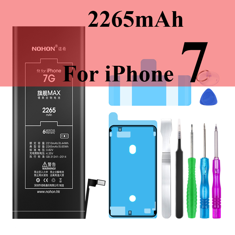 Nohon Battery For Apple iPhone 7 8 Plus 5s 5c X Xr Xs Max 7Plus 7P 8P iPhone7 1560-3360mAh Bateria +Tools For iPhone 5s 8 7 Plus: For iPhone 7 2265mAh