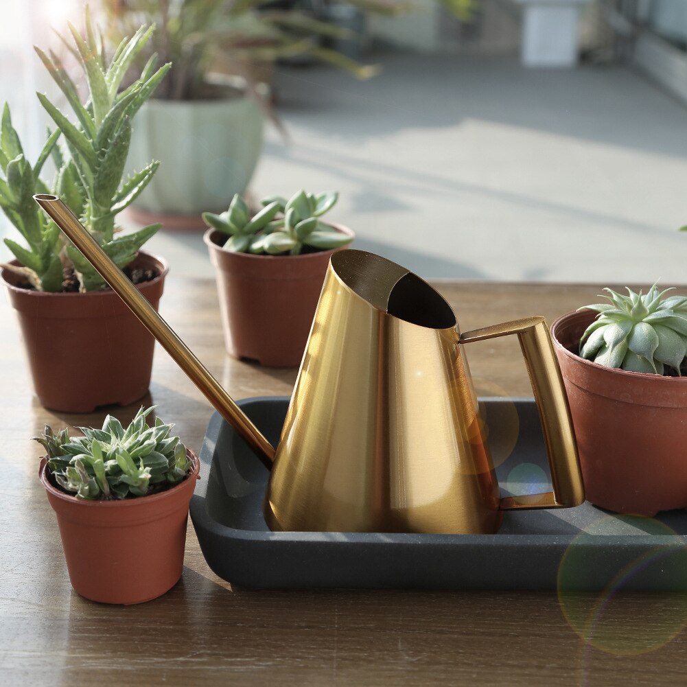 Metall vattenkanna trädgård blomma vattenflaska rostfritt stål kruka med lång pip stor liten storlek för bonsai inomhus växter
