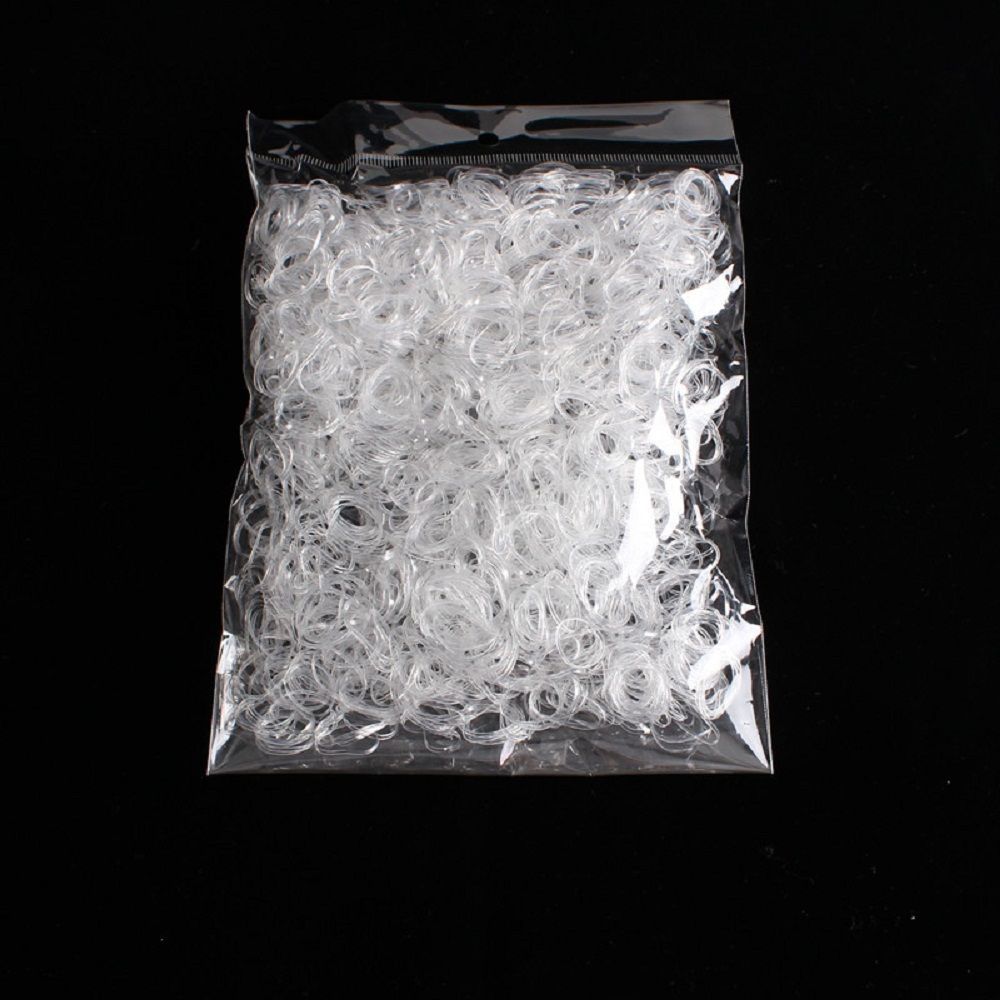 2000 st/påse hår gummisnöre gummiband transparent vit 1mm genomskinlig hästsvanshållare elastisk gummi hårrep flätningsverktyg: B