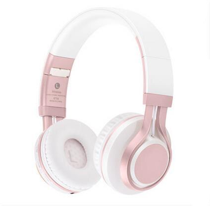 Casque sans fil or casque Bluetooth pliable casque stéréo écouteurs de jeu Support TF carte avec micro pour téléphone PC Mp3: white rose