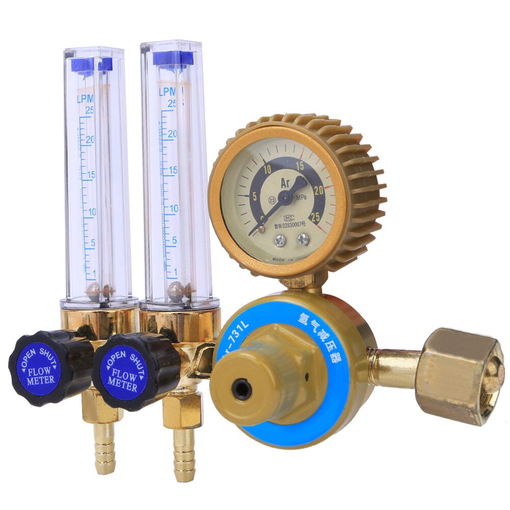 Argon Pressure Gauge 0.25MPa Argon Gas Pressure Reducer Double Gauge Meter Welding Accessory Welding Pressure Regulator