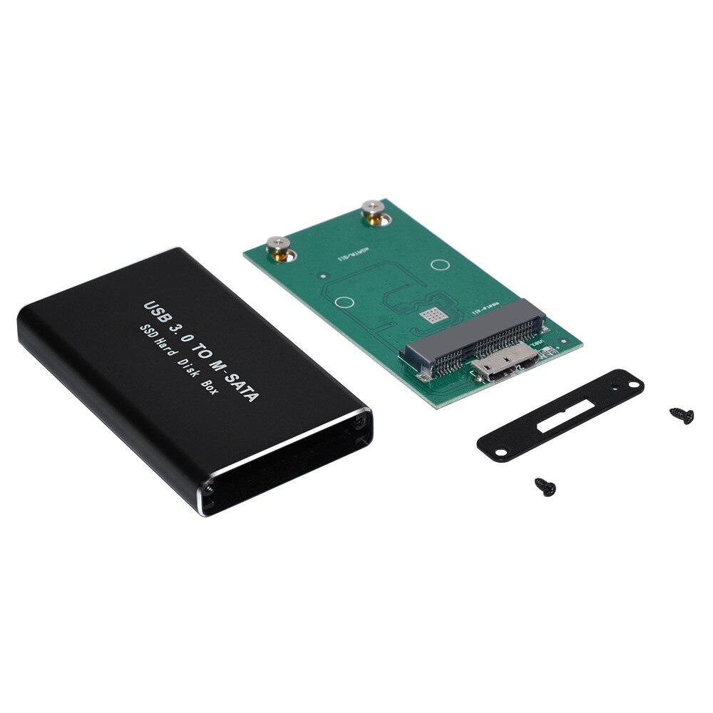 Mini SSD Hard Drive Case USB3.0 to mSATA Adapter Hard Drive Enclosure Aluminum Alloy External Hard Disk Case mSATA to USB3.0 Box