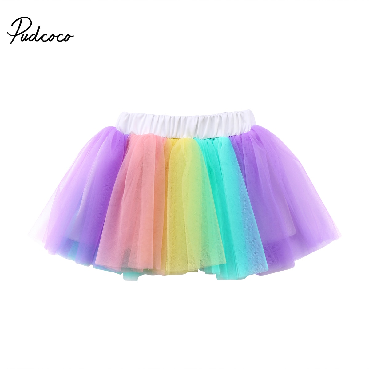 Gloednieuwe Mooie Peuter Infant Kids Baby Meisjes Prinses Dancewear Tutu Tulle Rok Kleurrijke Regenboog Kostuum Zomer 1-4T