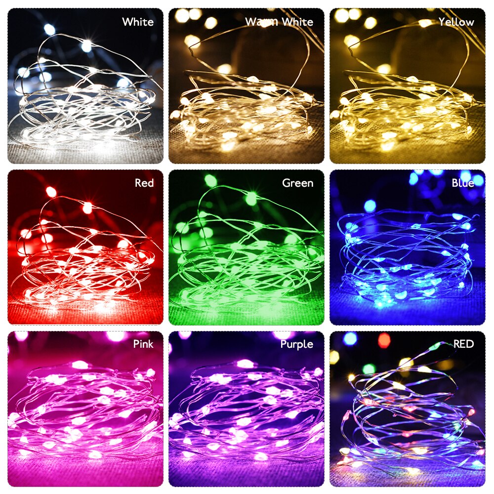 Guirlande lumineuse LED avec fil d&#39;argent, 2/5/10M, pour noël, fête à domicile, mariage, décoration, bouteille, féerique