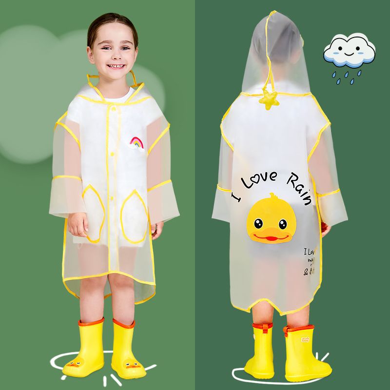 LINLING Cute Kids Outdoor Raincoat Waterproof Rain Poncho Clear Transparent Cartoon Panda Children Student Protective Cover P650: 3 / XL