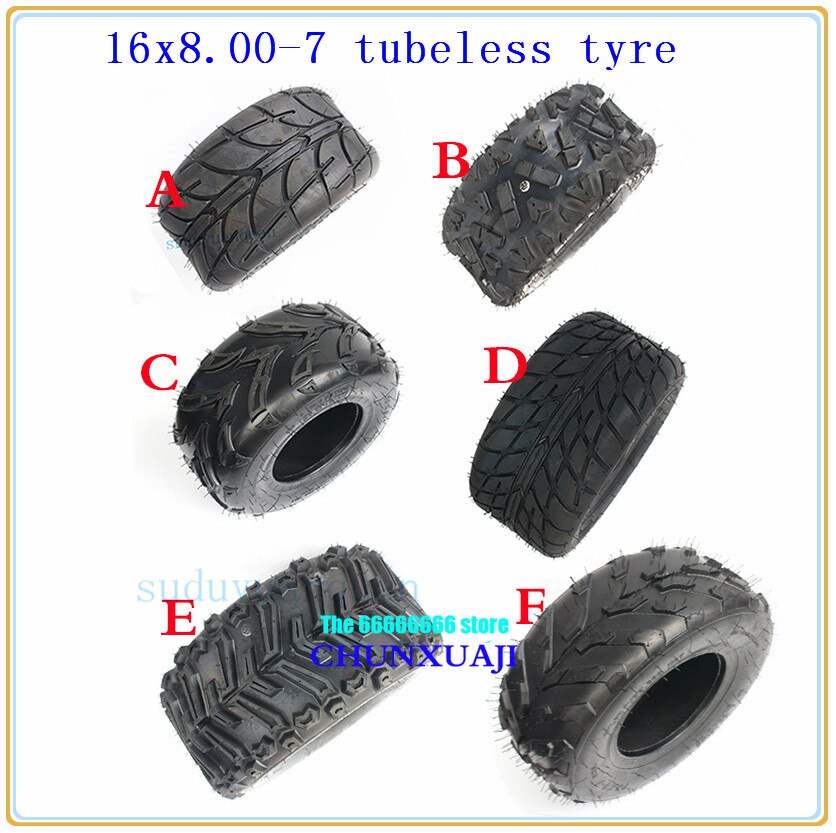 16 x 8-7 atv & gokart terrängdäck terräng 16 x 8.00-7 16/8-7 slanglösa däck motorvägsdäck slitstarka dammsugare