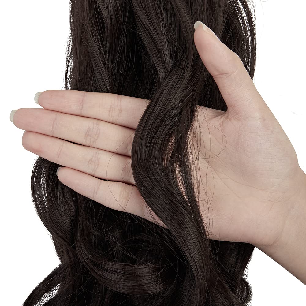 24inch Synthetic Multicolor Horsetail Extensions Very Long And Fluffy Wavy Heat Resistant For Women Curling Pieces