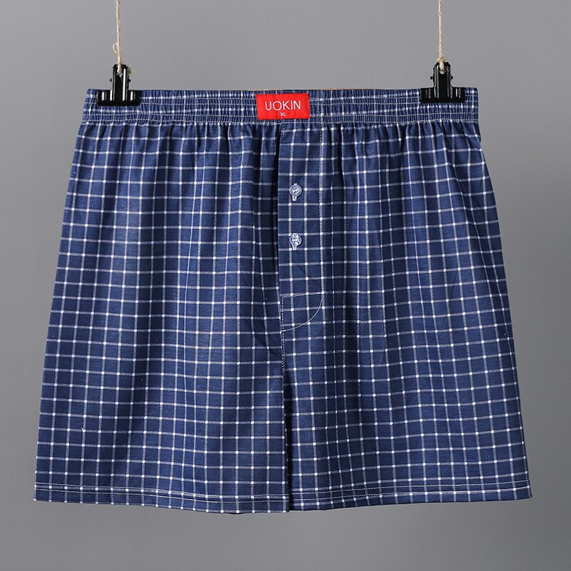 Men Sleep Bottoms Simple Shorts Blue Plaid Summer Male Short Pants Loose Home Wear Pyamas Casual Home Clothes