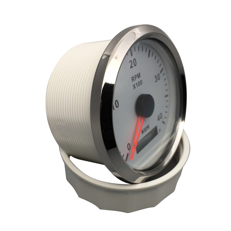 KUS 3 3/8 "Drehzahlmesser 4000 RPM Mit LED Digital Betriebsstundenzähler Marine Außenborder Diesel- Motor- Motor- Generator Tacho Meter Messgerät 12 V/24 V