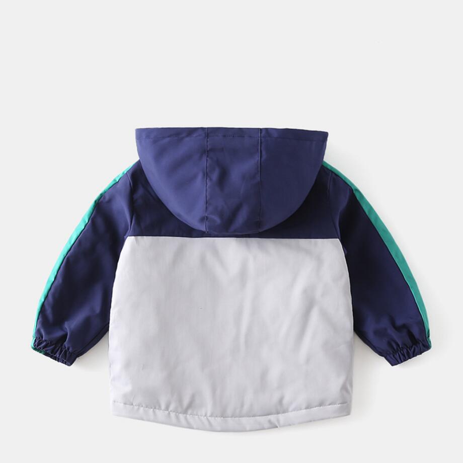 Kinderen Hooded Jas Herfst Lange Mouwen Rits Patchwork Pluche Jas Peuter Kids Uitloper Tops Voor 2-6 jaar