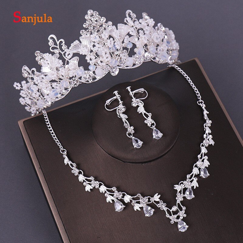 Crystal Bridal Sieraden Sets Parels Bruiloft Kronen En Tiara Vrouwen Oorbel En Ketting Set Vrouwen Accessoires T127: Jewelry Set 4