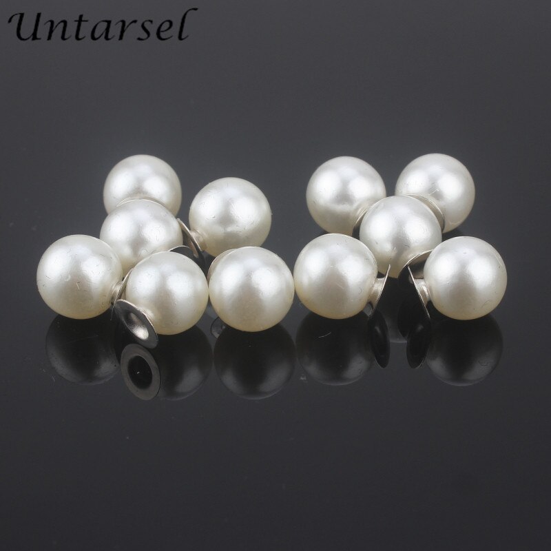 Tachuelas de perlas de imitación de 6mm-16mm, remaches blancos marfil de para pulseras de cuero, joyería DIY