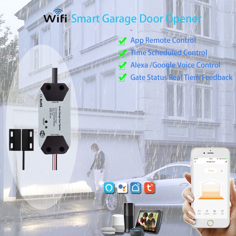 WIFI Gate Opener Alexa Google Voice Control Remote Control Switch Home Garage Electronic Lock Access Smart Parking System