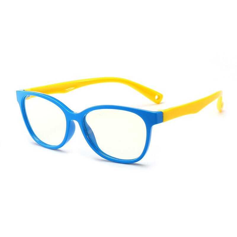 Ramme til optiske briller til børn drengepiger nærsynethed brillerammer med 0 graders linser glatte punkter børn unisex  f8142: Blå-gul