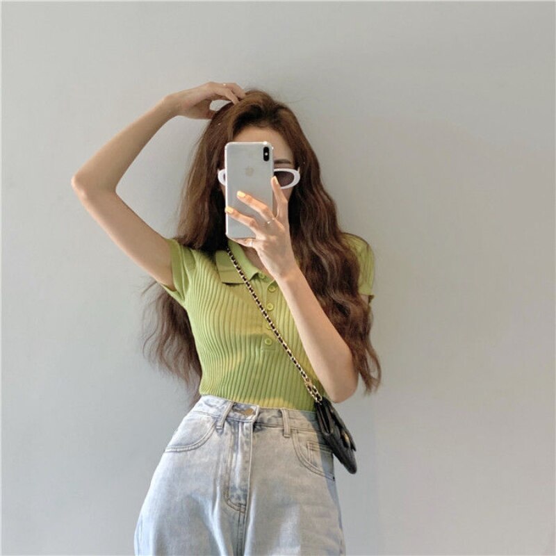 T-shirt à manches courtes pour femmes, Streetwear de Style coréen pour dames, confortable, Slim, solide, assortie, Simple, décontracté, offre spéciale