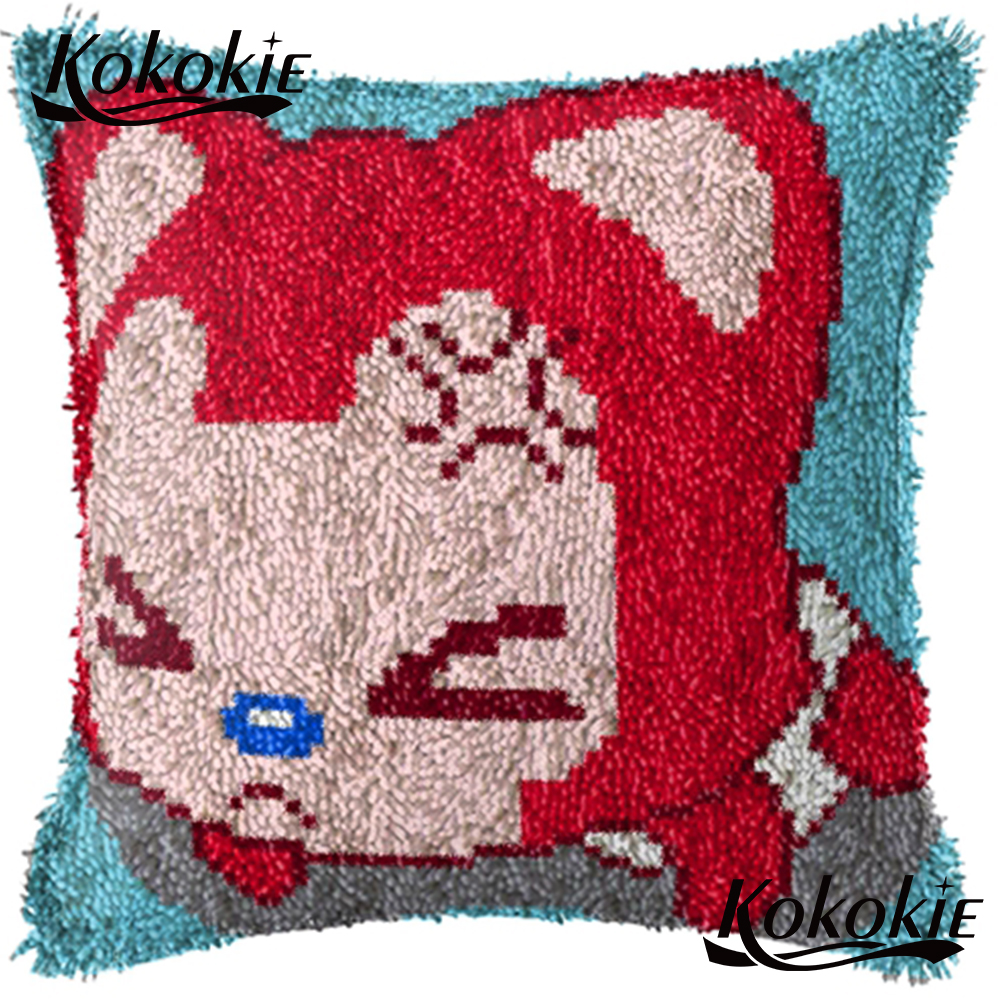 Klink Haak Kits diy tapijt kussen Mat fox patroon 3d tapijt Kruissteek Handwerken Kussen Haken Kleed Borduurwerk kussensloop