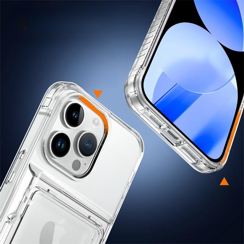 Funda de teléfono con tarjetero para iPhone 15, 14, 16, 13, 12, 11 Pro Max, funda transparente con soporte para iPhone15 15pro Max