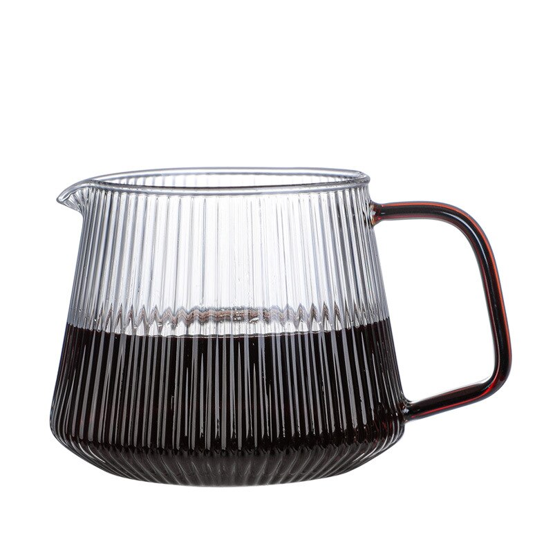Vertical Pattern Glass Cafeteira Drip Coffee Maker Factory Stock Glass Sharing Pot V60 Set Supporting Coffee Tools