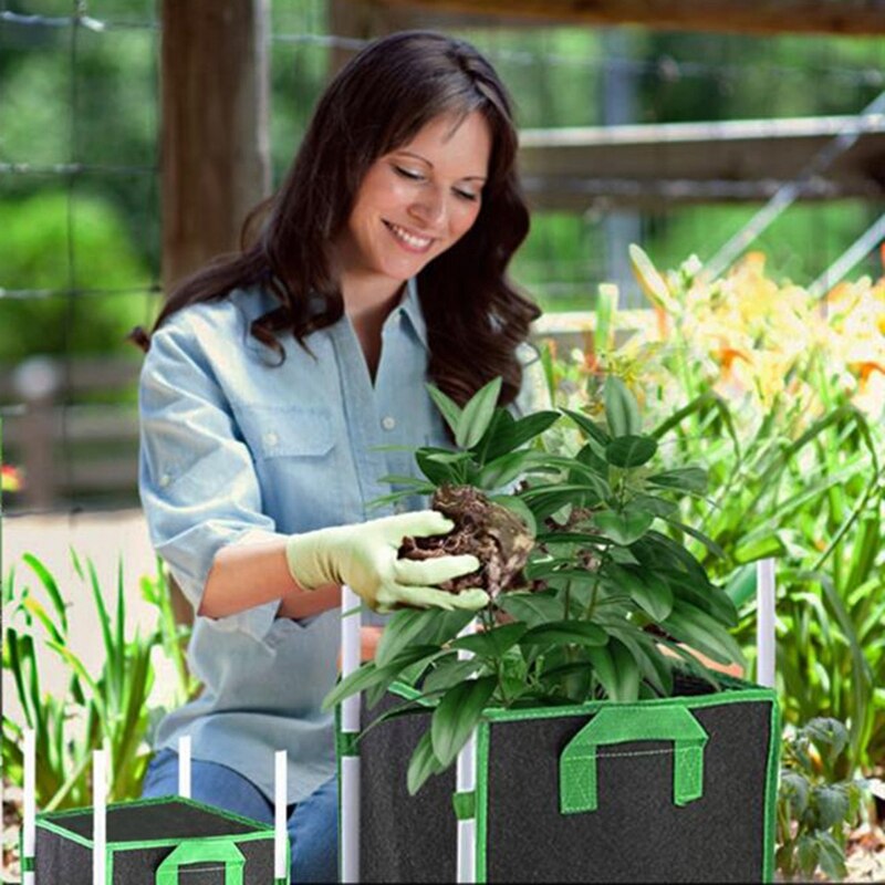 Bolsas de fieltro para cultivo de jardín, maceta de fieltro para cultivo de plantas, bolsa de plantación de tomate y patata, bolsas de vegetales para jardín, macetas de flores, herramienta de plantador