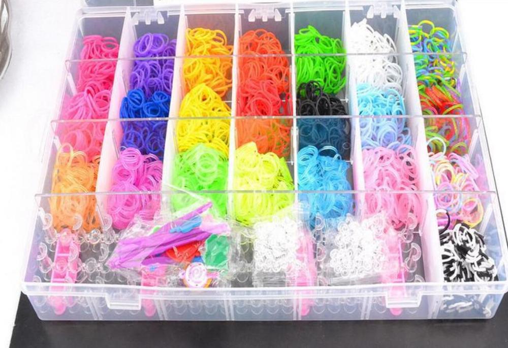 Rubber Rainboow Loom Bands Meisje voor Kinderen Elastische Band voor Weven Vetersluiting Armbanden Speelgoed voor DIY Christmas: 22 color 4400 pcs