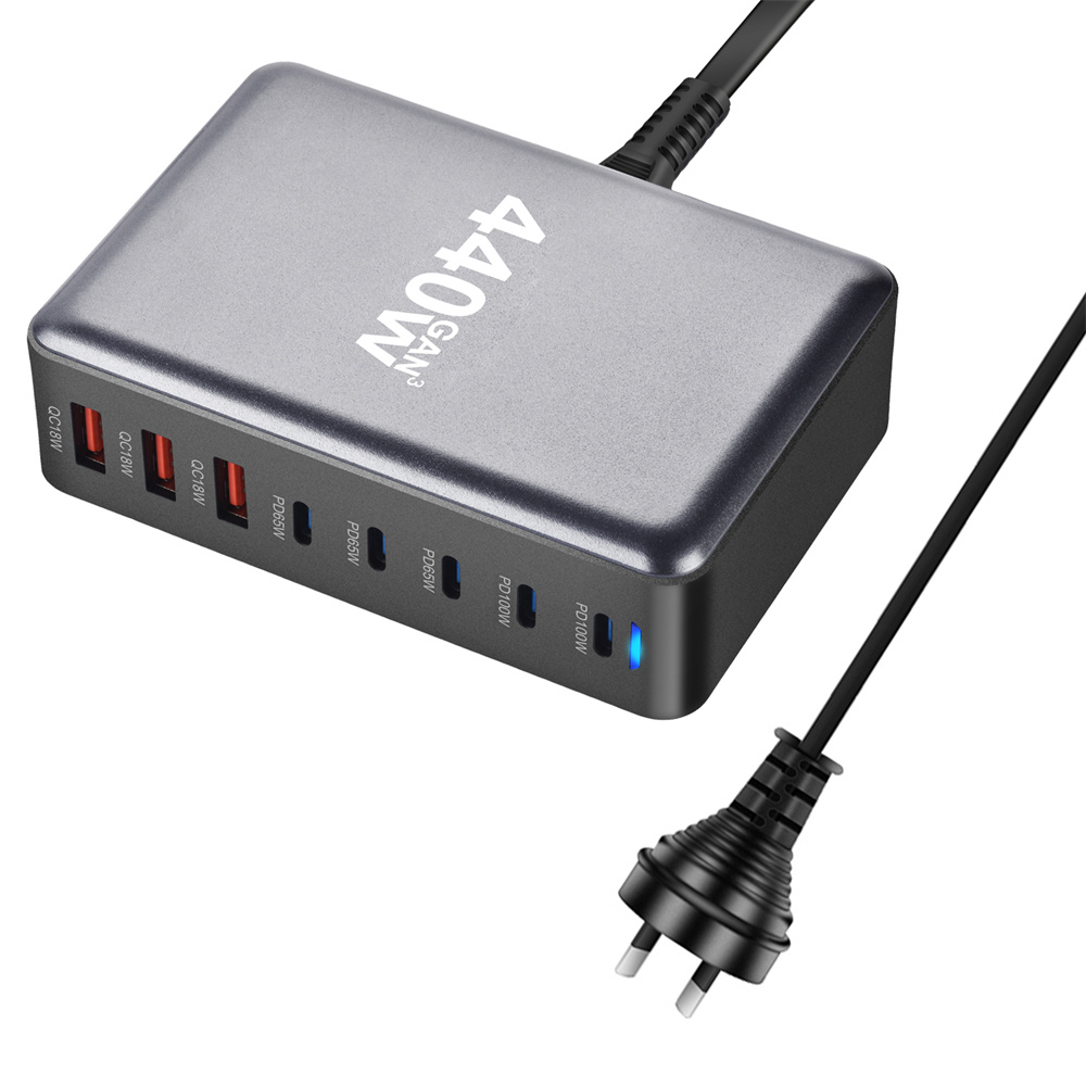 440W Gan Fast Charge 3.0 USB Type C snellader Mobiele 8-poorts 5C3A PD-oplader Handig om mee te nemen tabletoplader: au