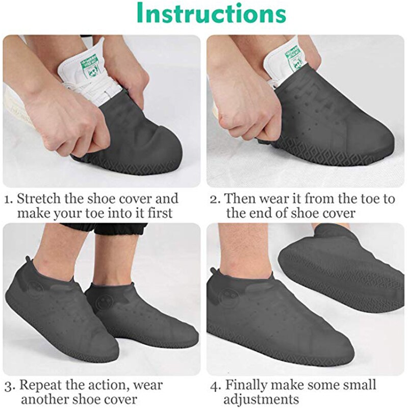 Erwachsene freundlicher Wasserdichte Schuh Abdeckungen Gummi Silikon Überschuhe Schuhe Protektoren Wiederverwendbare Regendicht Skidproof Über Schuhe Stiefel Abdeckung